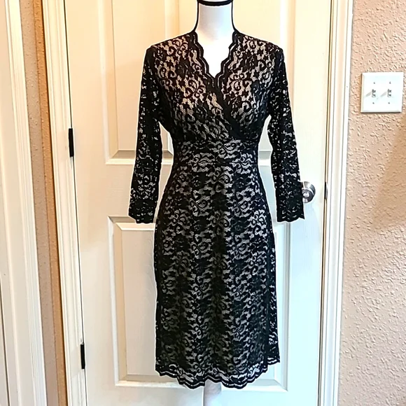 chinese dress ladies Iria Black Lace Midi Dress | Asymmetric Ruched Skirt main image 0